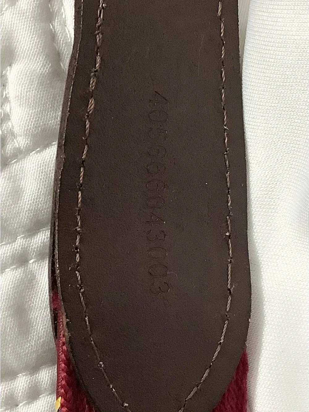 Polo by Ralph Lauren Burgundy Ribbon Belt with Navy and Gold Stripe
